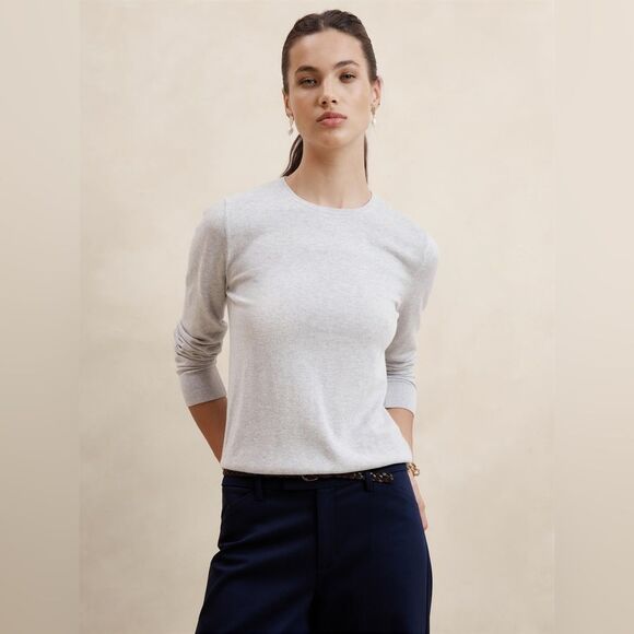 Banana republic FOREVER CREW-NECK SWEATER size XS in Heat gray NWT in packaging - Picture 1 of 5